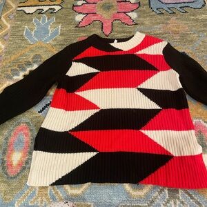 Milly Colorblock Sweater - Red, Black, White